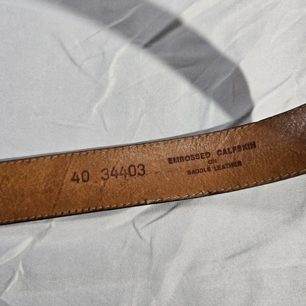 BRIGHTON EMBOSSED TEXTURED‎ LEATHER BELT BROWN SOLID BRASS BUCKLE MEN SIZE 40